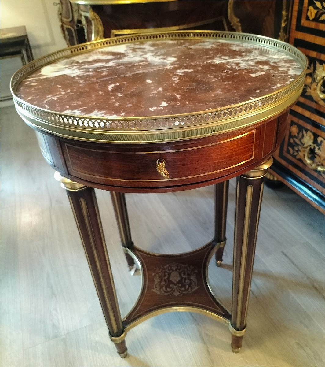 Table bouillote guéridon en acajou style Louis XVI Fin 19ème siècle -photo-2