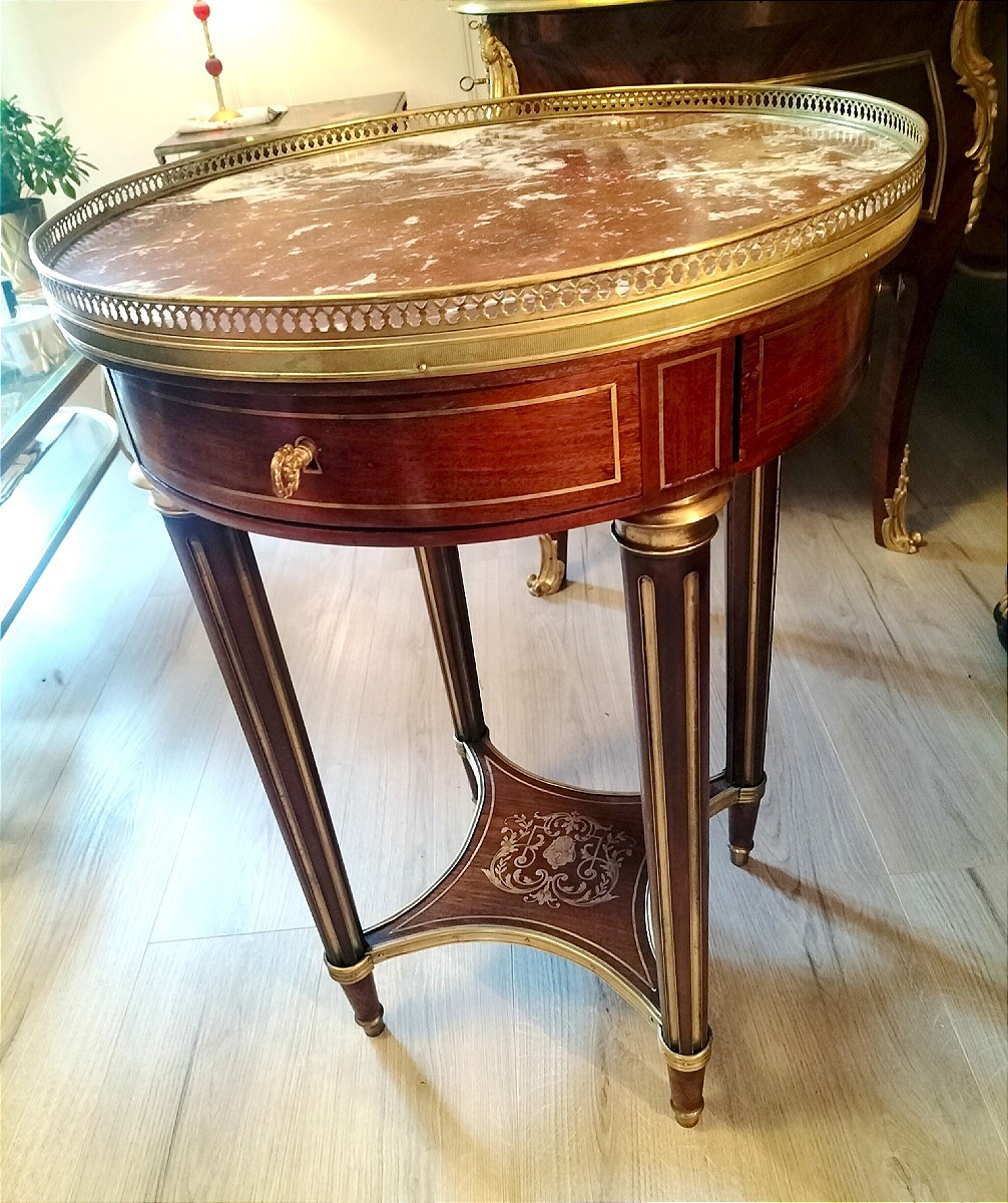 Table bouillote guéridon en acajou style Louis XVI Fin 19ème siècle -photo-3