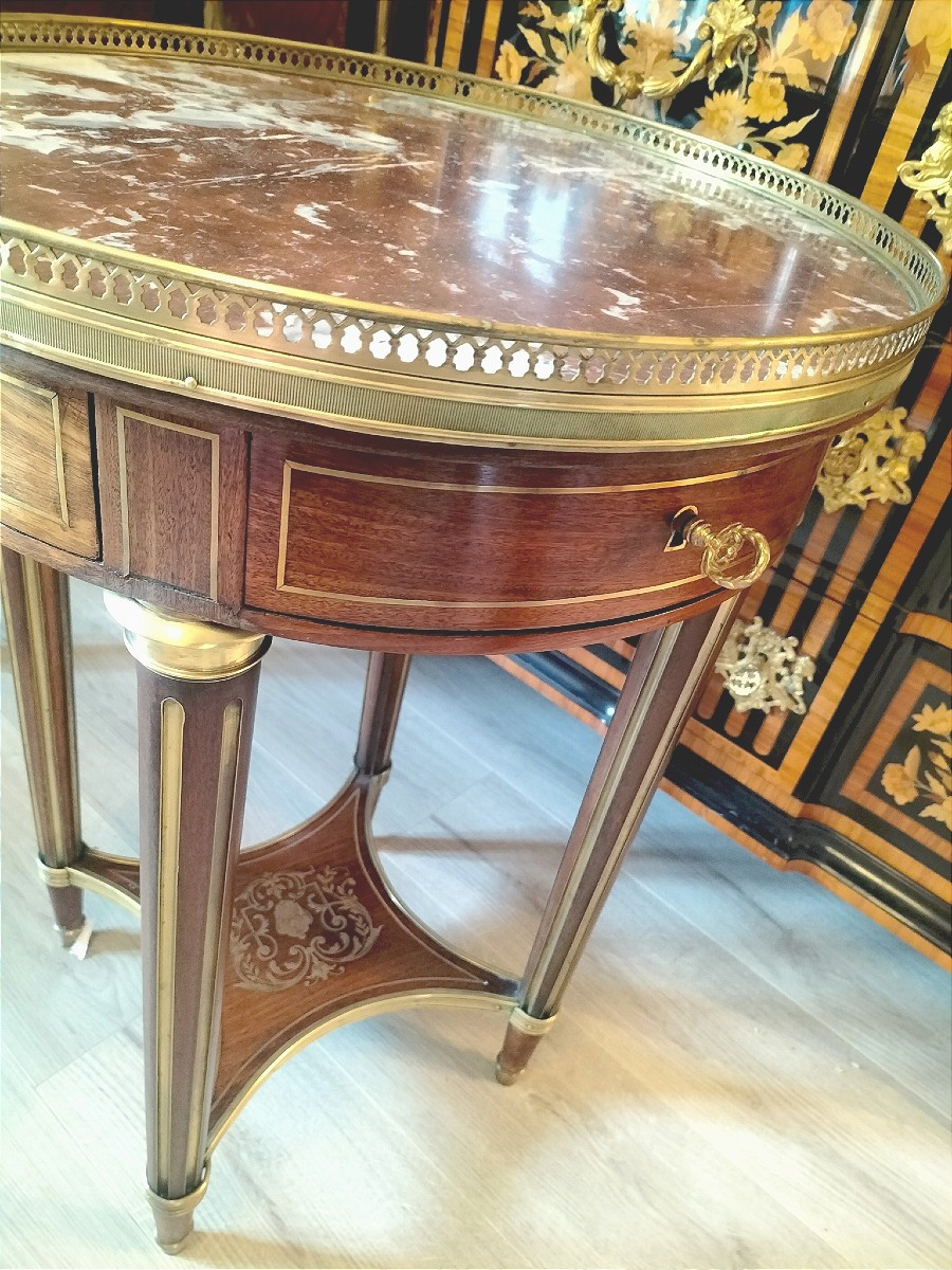 Table bouillote guéridon en acajou style Louis XVI Fin 19ème siècle -photo-1