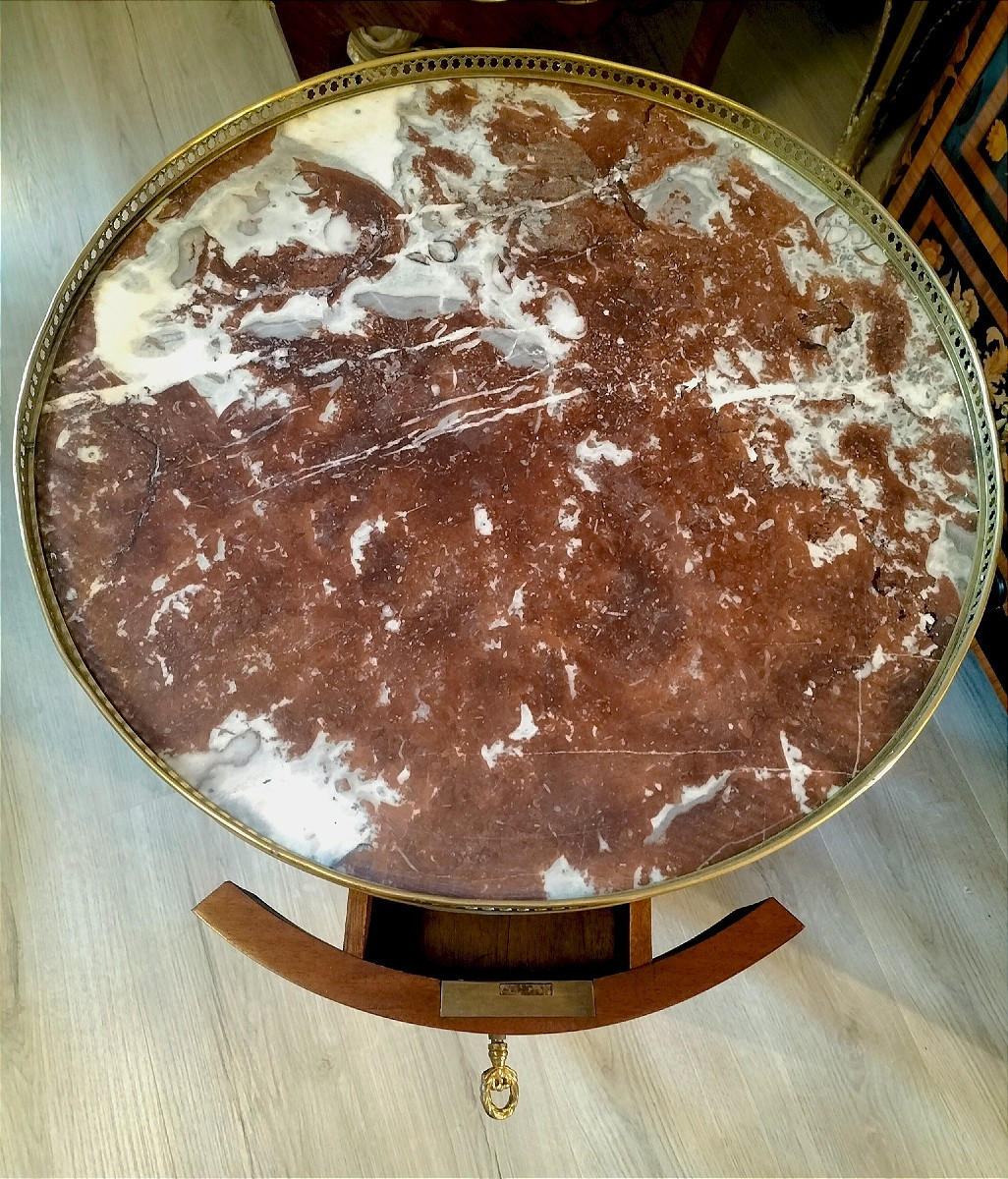 Table bouillote guéridon en acajou style Louis XVI Fin 19ème siècle -photo-2