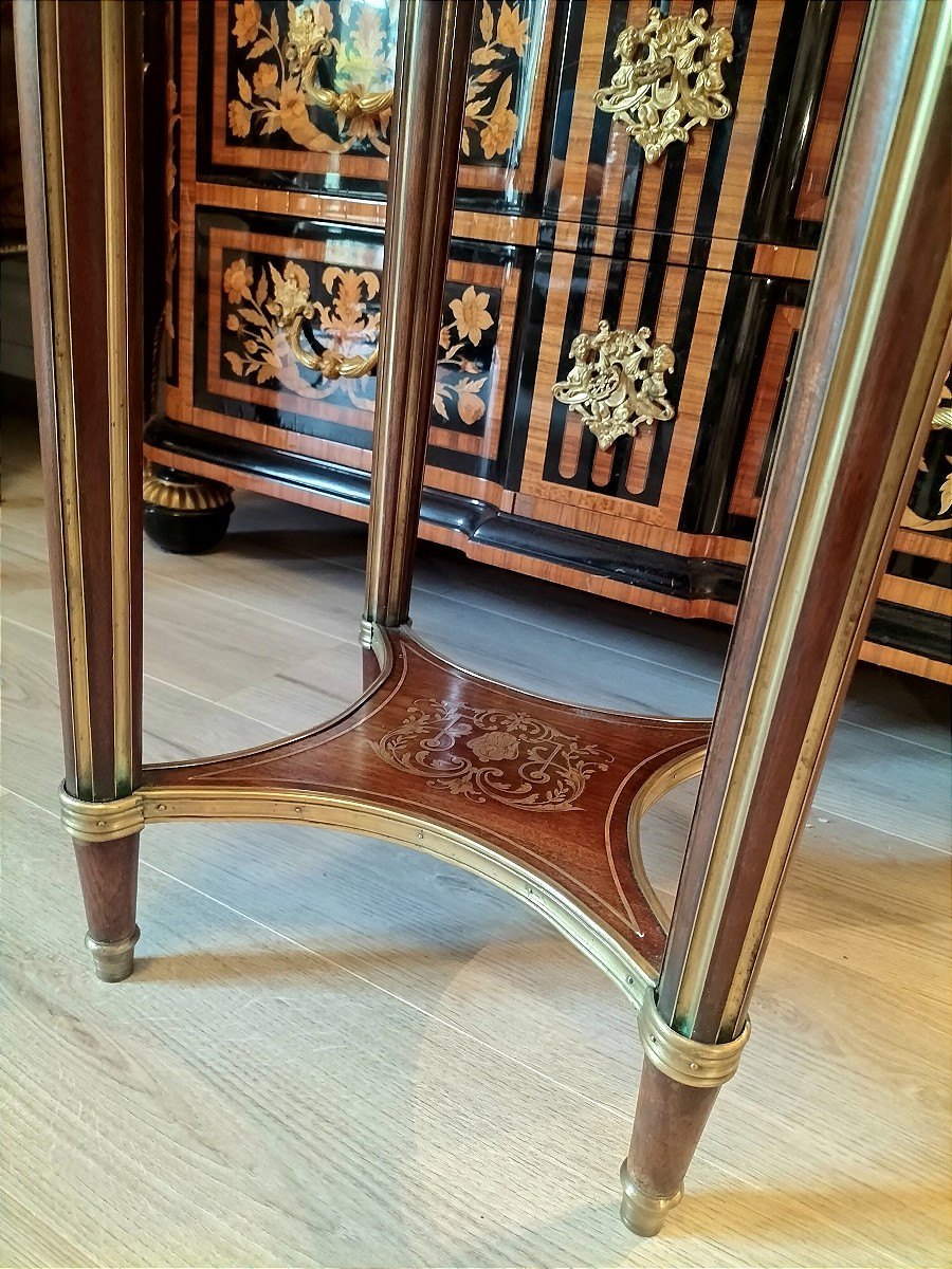 Table bouillote guéridon en acajou style Louis XVI Fin 19ème siècle -photo-3