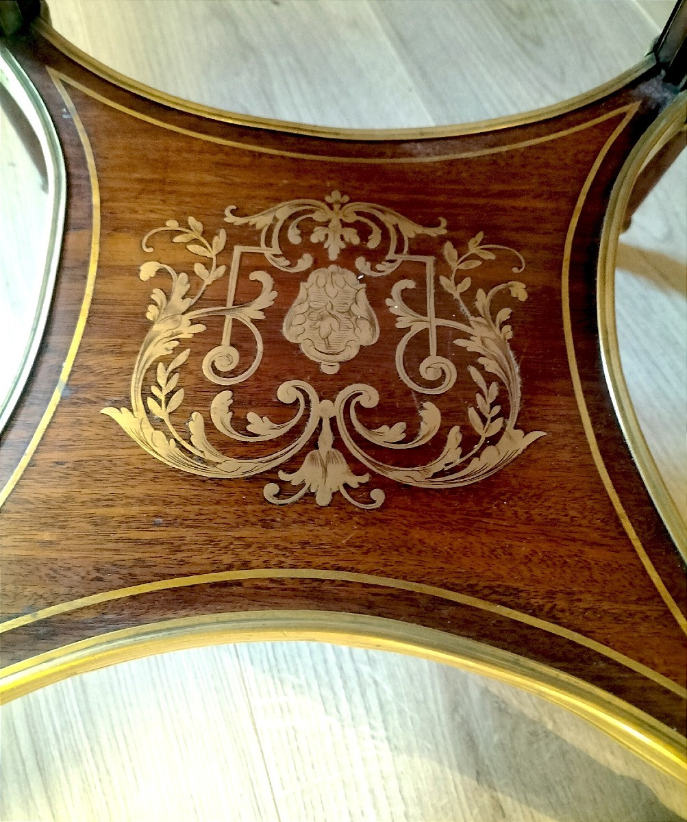 Table bouillote guéridon en acajou style Louis XVI Fin 19ème siècle -photo-4