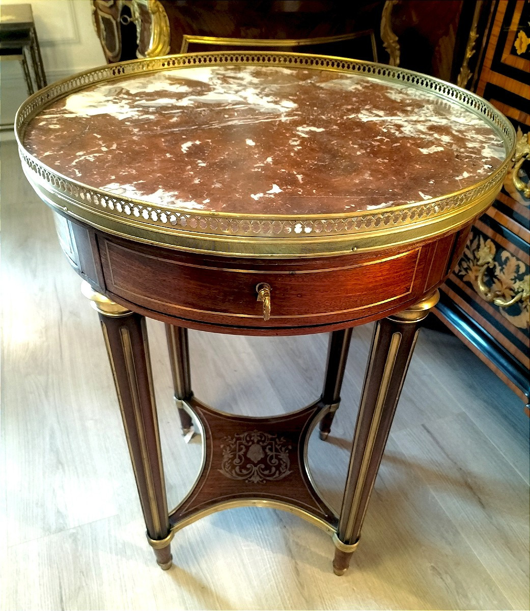 Table bouillote guéridon en acajou style Louis XVI Fin 19ème siècle -photo-6