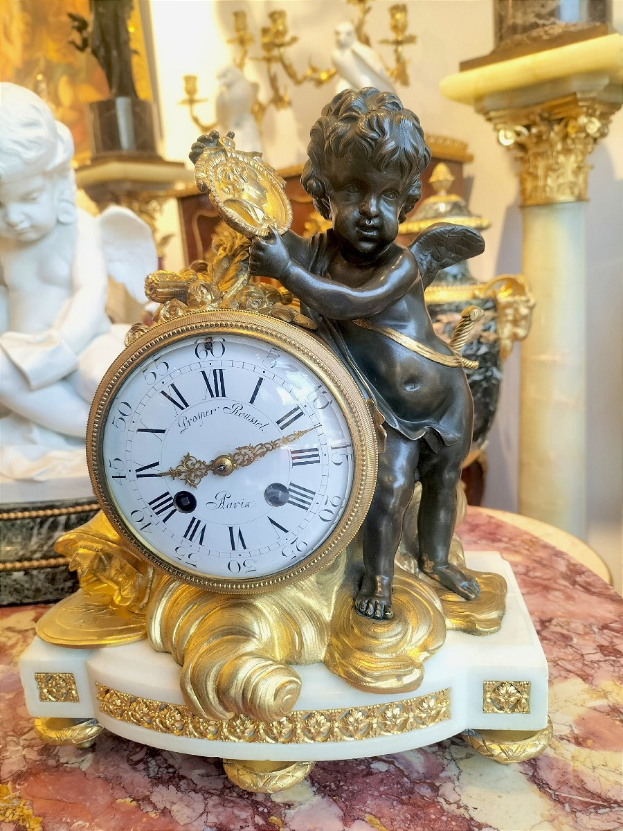 Pendule en bronze doré et patiné Époque Napoléon III -photo-2