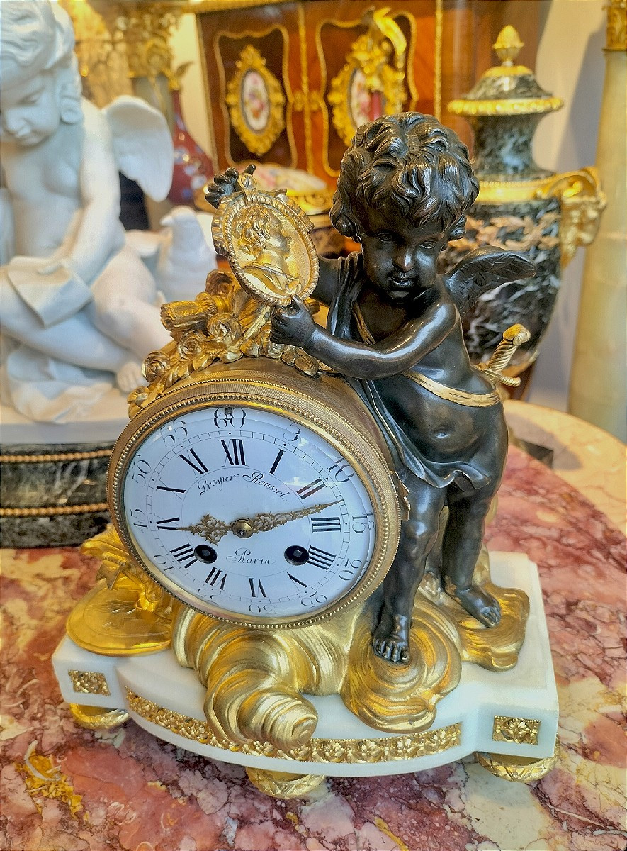 Pendule en bronze doré et patiné Époque Napoléon III -photo-3