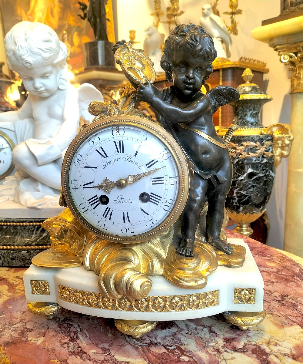 Pendule en bronze doré et patiné Époque Napoléon III -photo-1