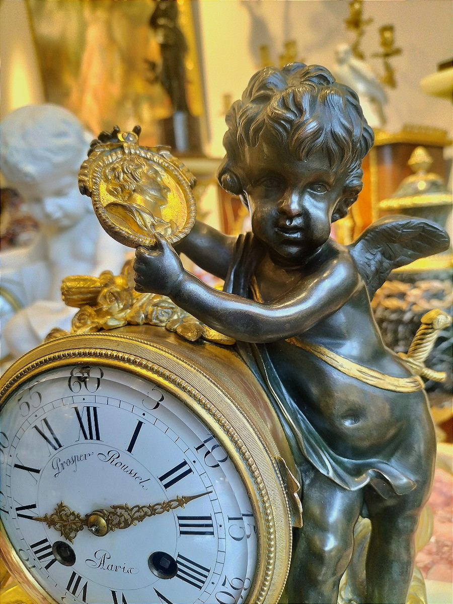 Pendule en bronze doré et patiné Époque Napoléon III -photo-2