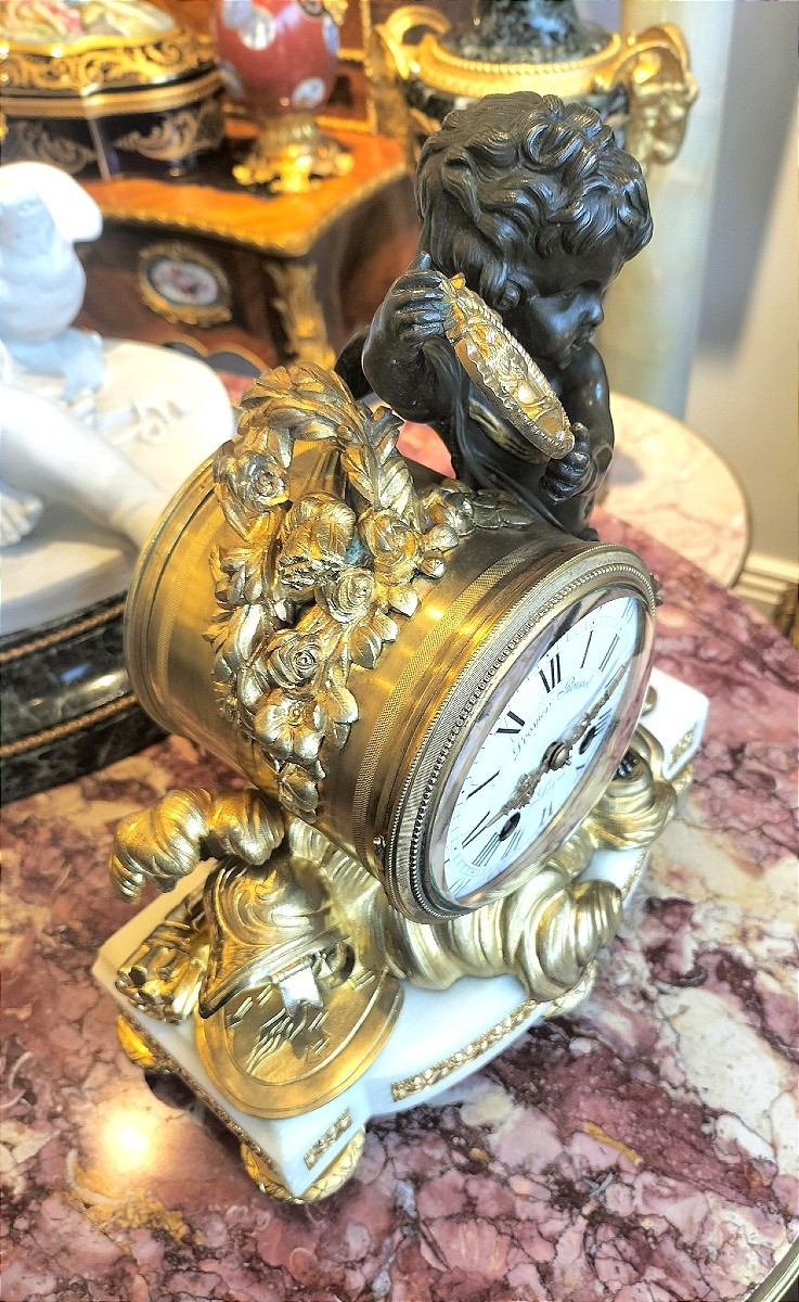 Pendule en bronze doré et patiné Époque Napoléon III -photo-5