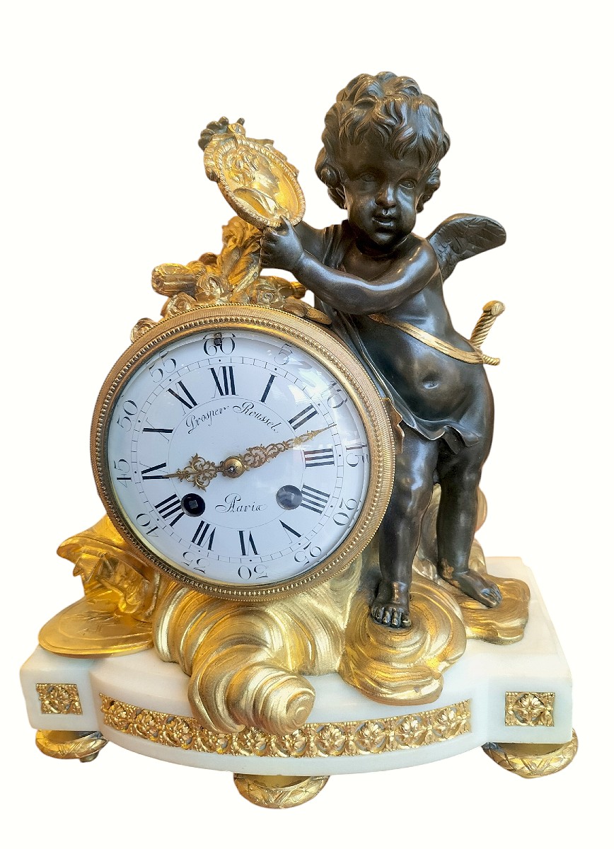 Pendule en bronze doré et patiné Époque Napoléon III 