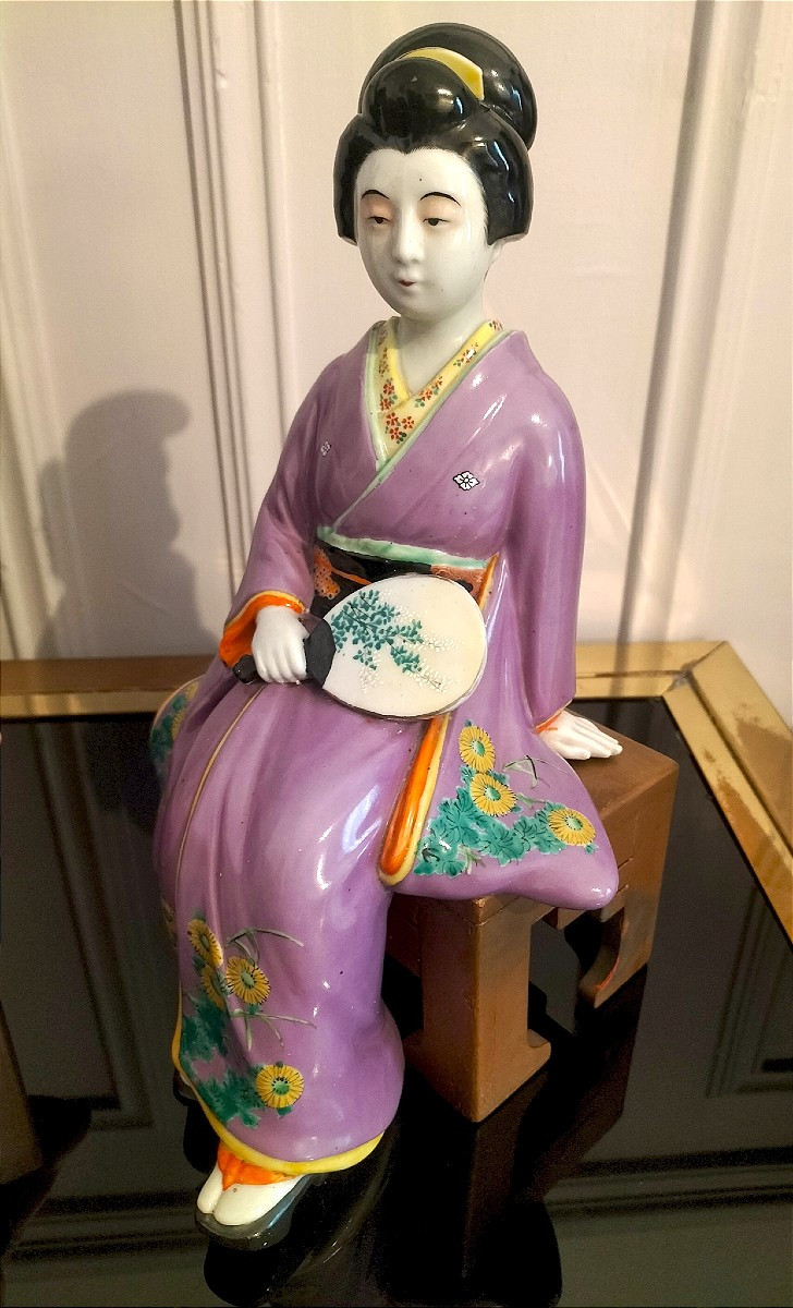 Paire de geisha en porcelaine Japon Époque Taishō  1912 - 1926 -photo-1