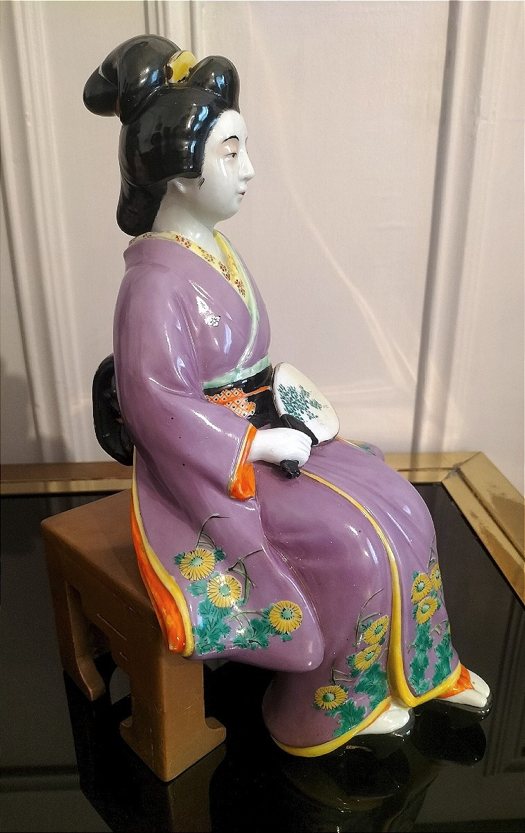 Paire de geisha en porcelaine Japon Époque Taishō  1912 - 1926 -photo-2