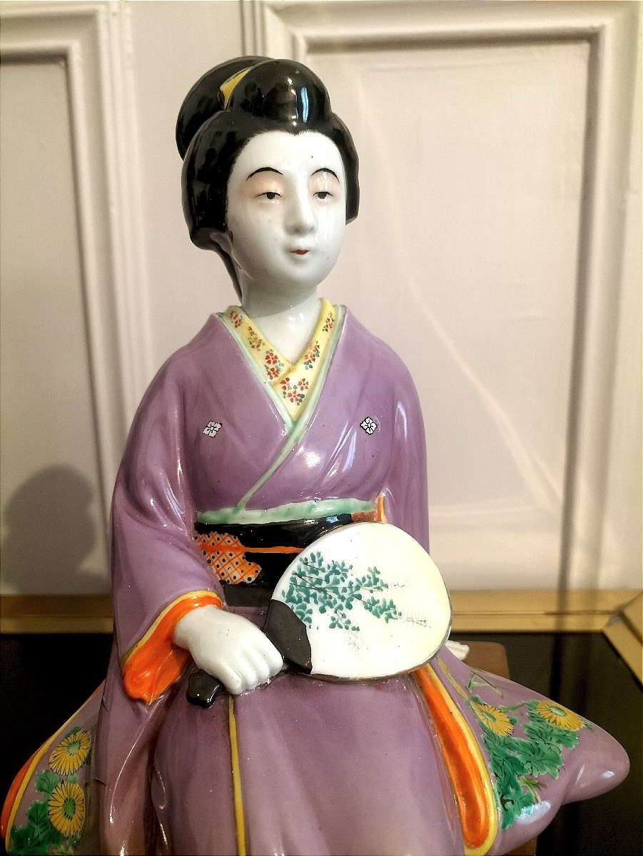Paire de geisha en porcelaine Japon Époque Taishō  1912 - 1926 -photo-3