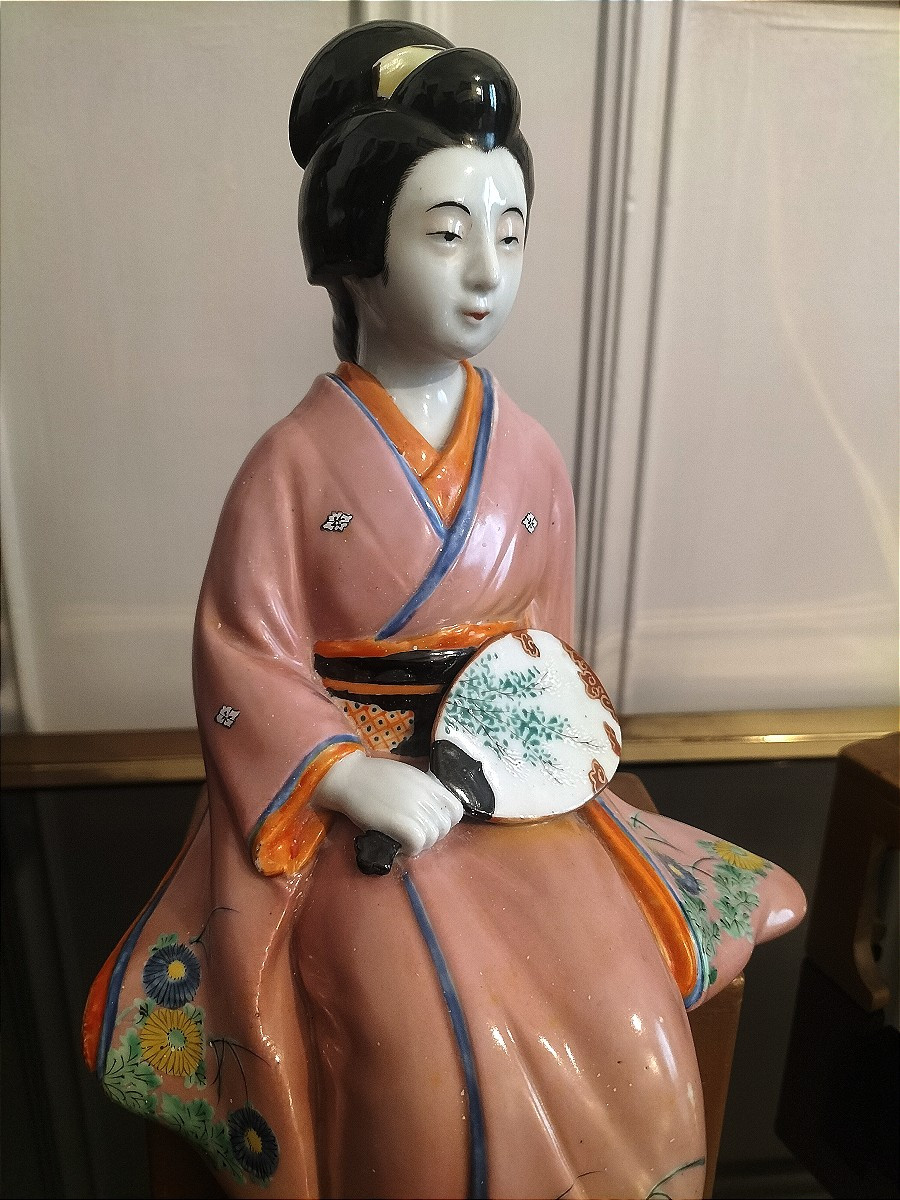Paire de geisha en porcelaine Japon Époque Taishō  1912 - 1926 -photo-7