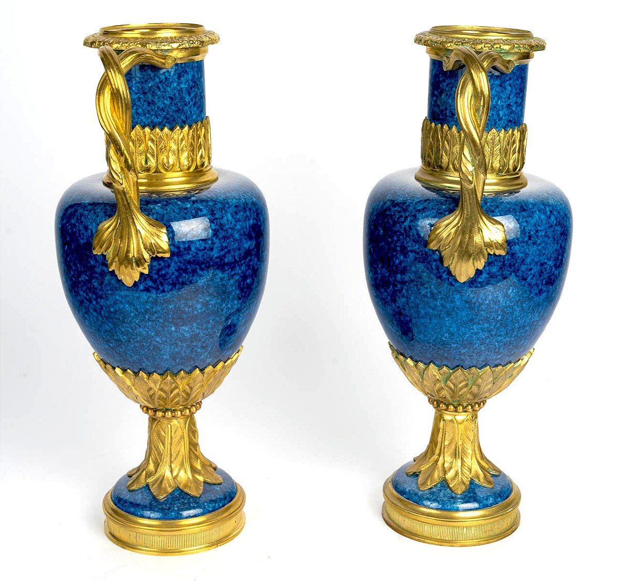 Paire de vases porcelaine et bronze doré attribué à Paul Millet Sèvres -photo-4