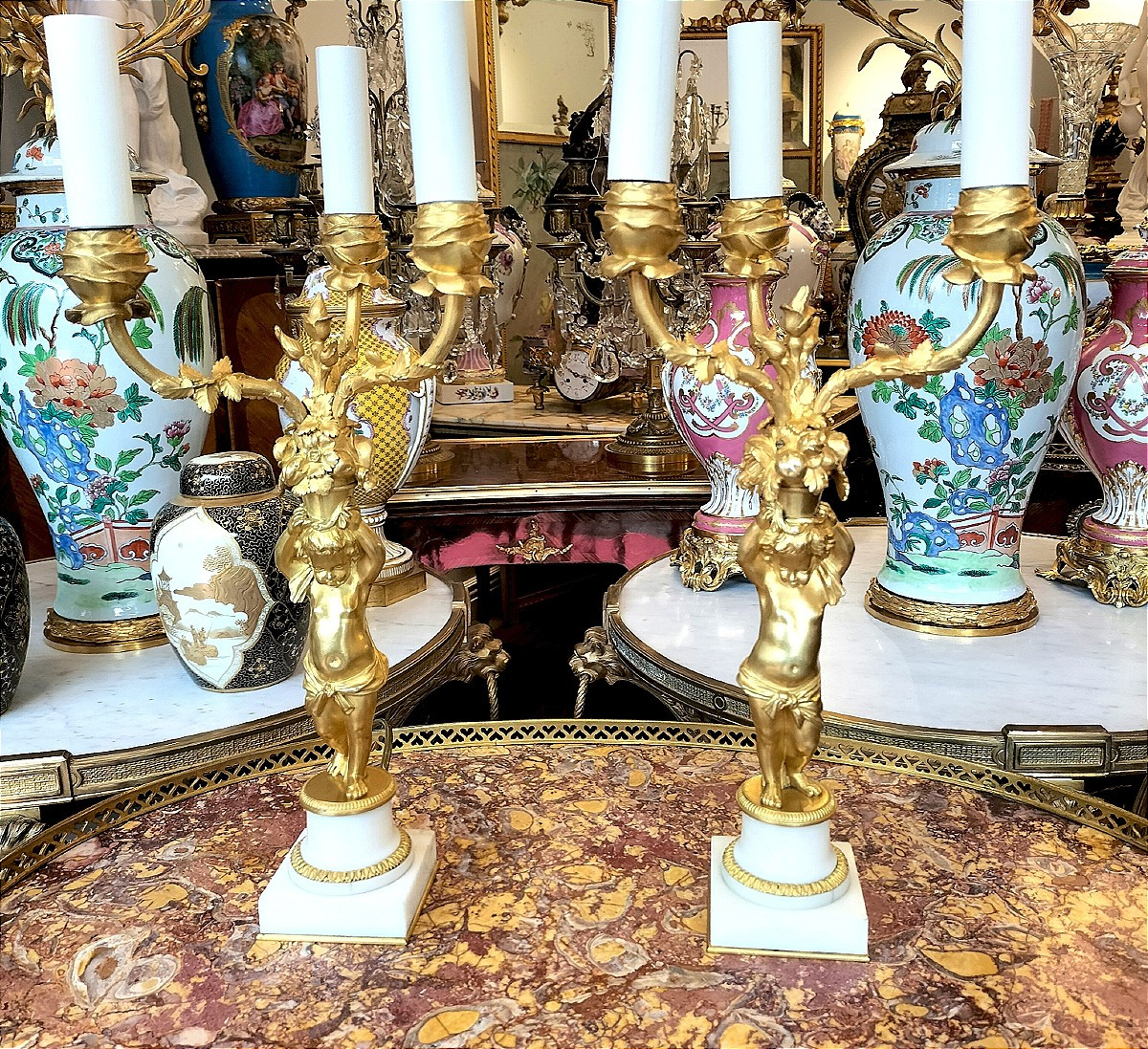 Pair Of Ormolu Candelabra Barbedienne 19th Century-photo-2