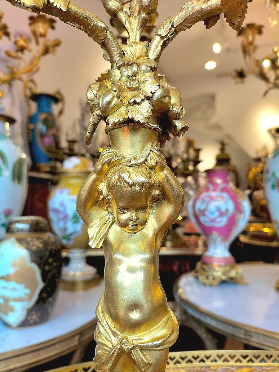 Pair Of Ormolu Candelabra Barbedienne 19th Century-photo-4
