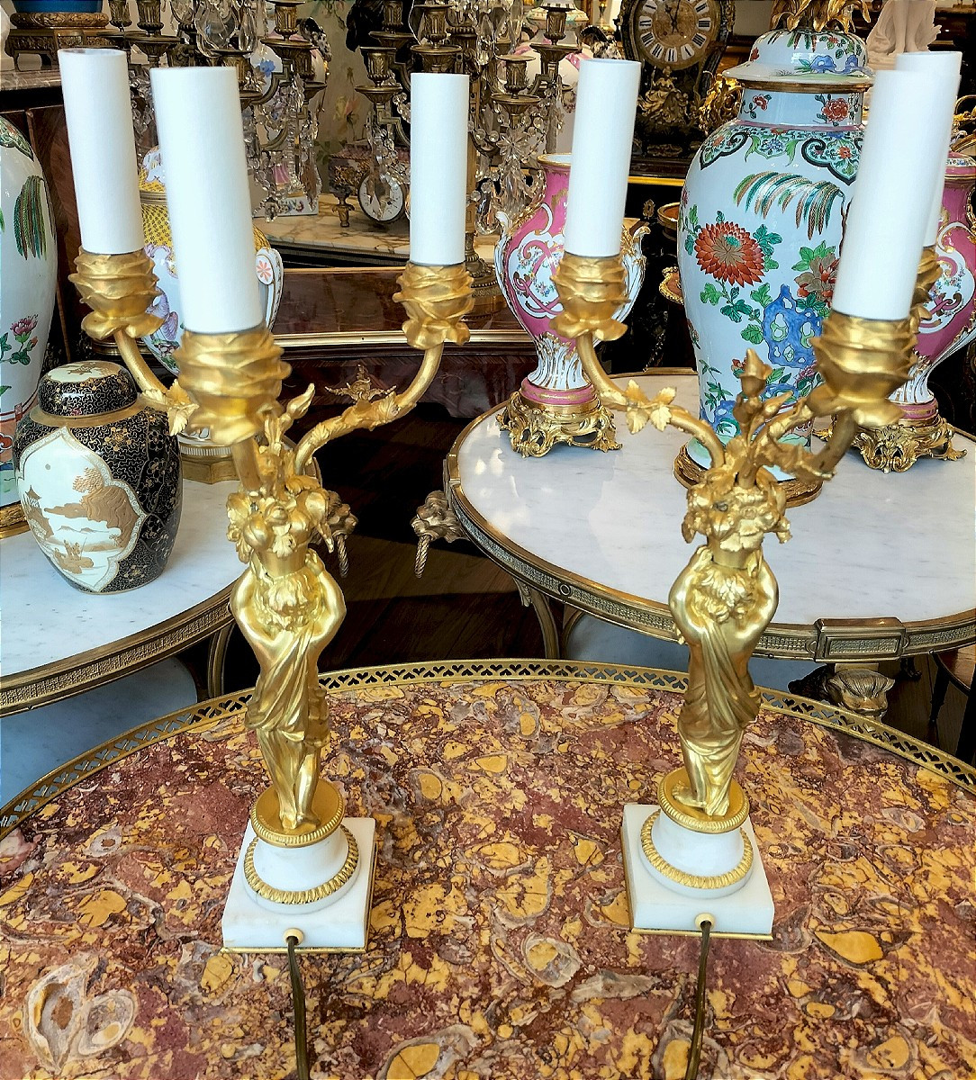 Pair Of Ormolu Candelabra Barbedienne 19th Century-photo-2