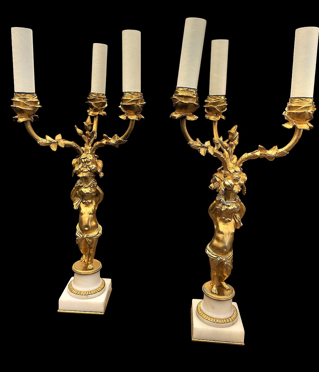 Pair Of Ormolu Candelabra Barbedienne 19th Century