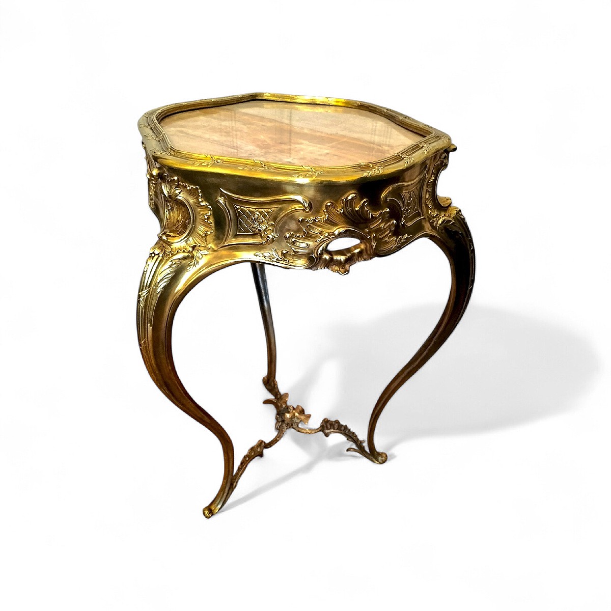 Guéridon en bronze doré style Louis XV vers 1900-photo-5