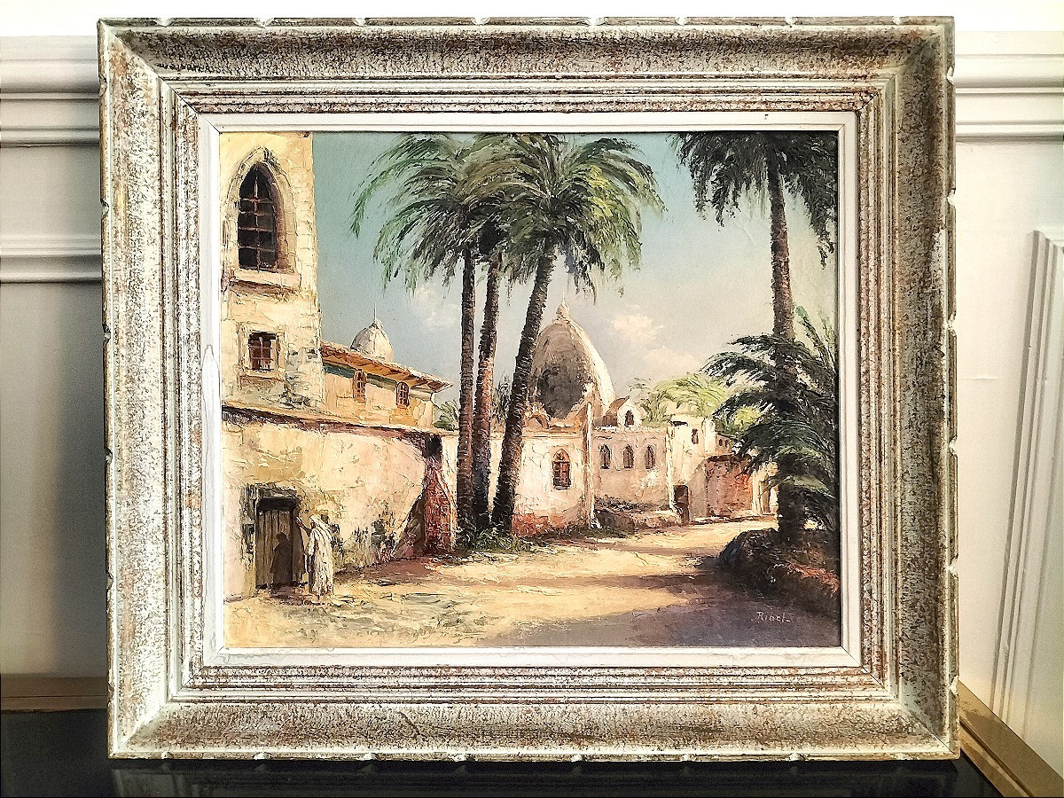 Peinture orientaliste huile sur toile signée Ribel-photo-3