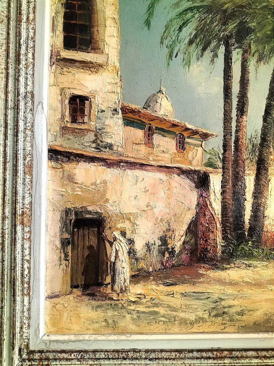 Peinture orientaliste huile sur toile signée Ribel-photo-1