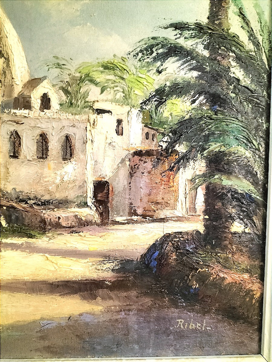Peinture orientaliste huile sur toile signée Ribel-photo-4