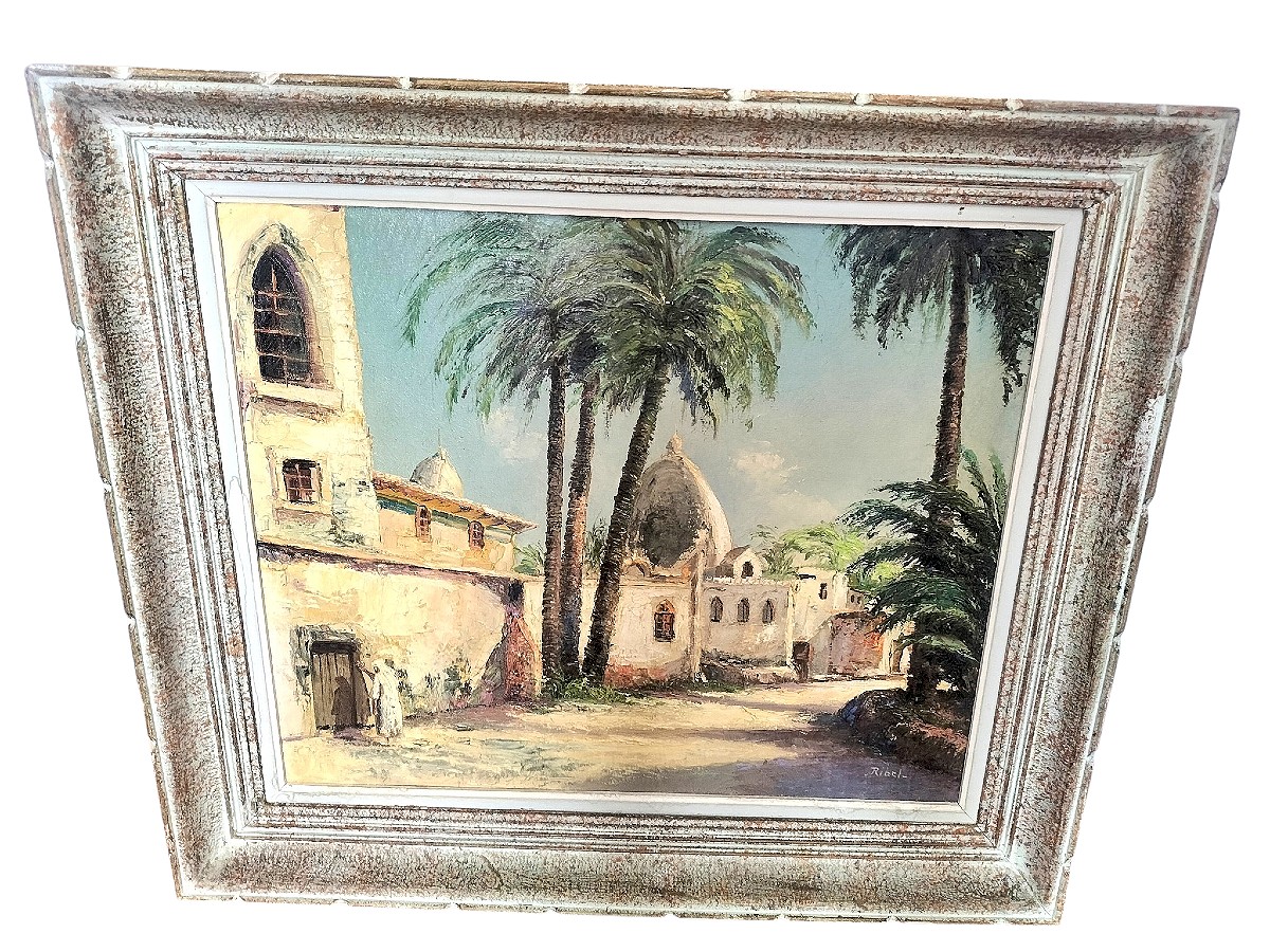 Peinture orientaliste huile sur toile signée Ribel