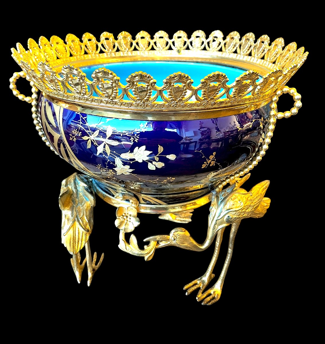 Art Nouveau Japanese Gilt Bronze-mounted Porcelain Bowl-photo-2
