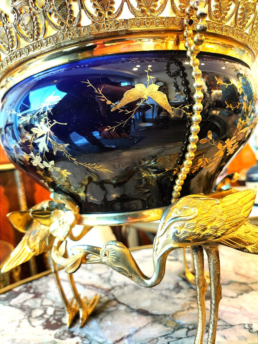 Art Nouveau Japanese Gilt Bronze-mounted Porcelain Bowl-photo-4