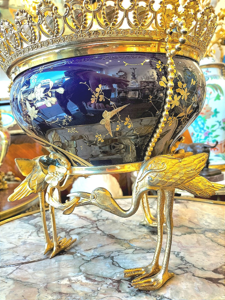 Art Nouveau Japanese Gilt Bronze-mounted Porcelain Bowl-photo-3