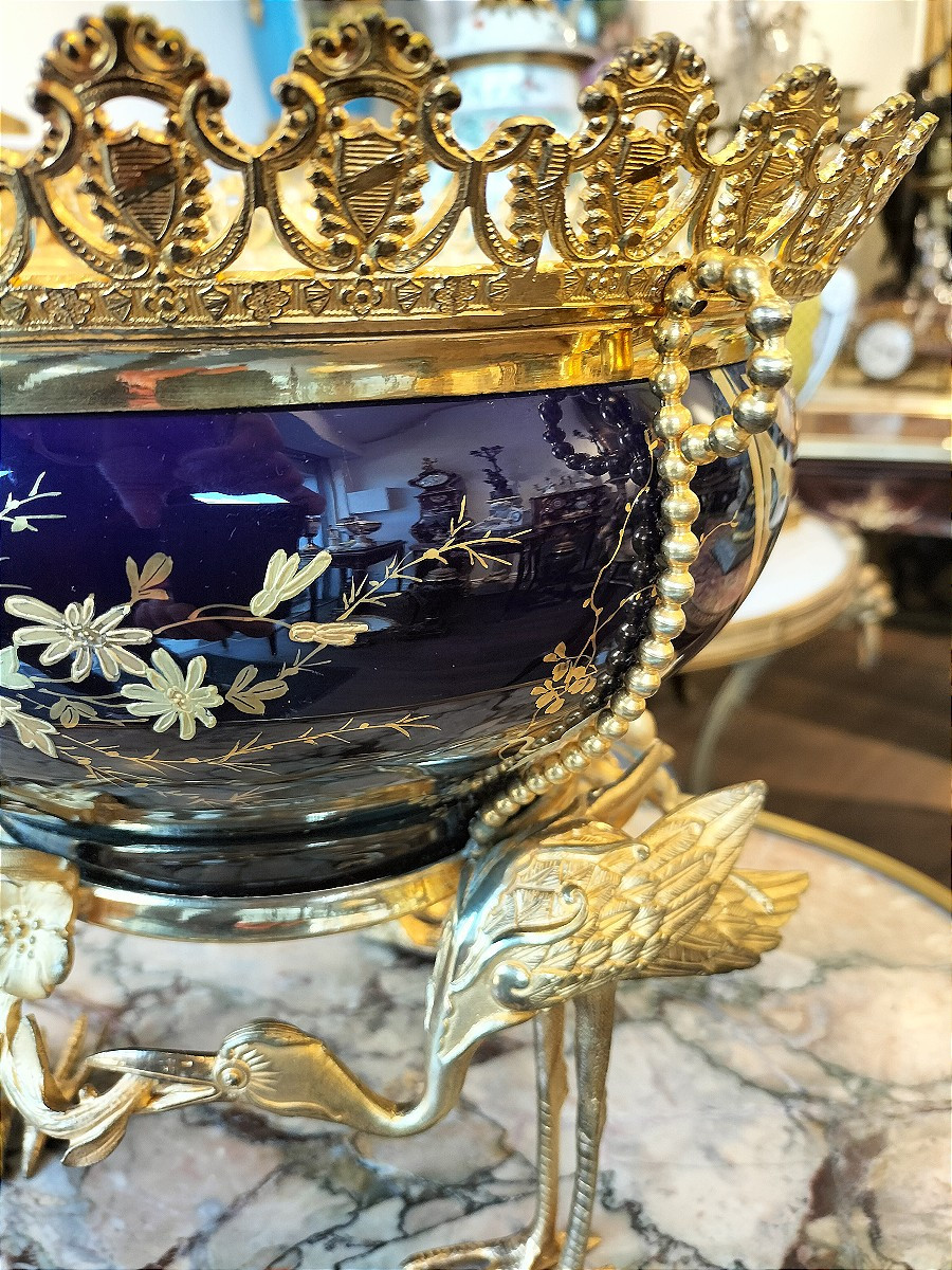 Art Nouveau Japanese Gilt Bronze-mounted Porcelain Bowl-photo-4