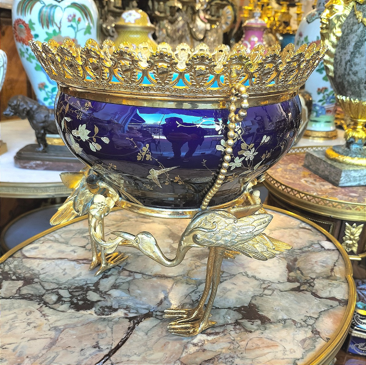 Art Nouveau Japanese Gilt Bronze-mounted Porcelain Bowl-photo-7