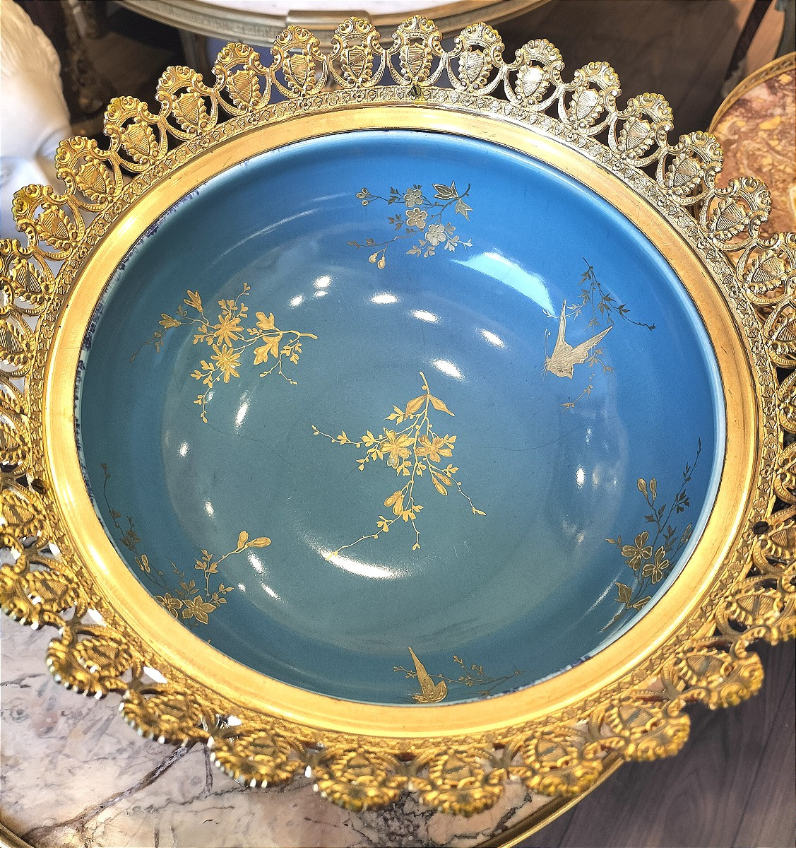 Art Nouveau Japanese Gilt Bronze-mounted Porcelain Bowl-photo-5
