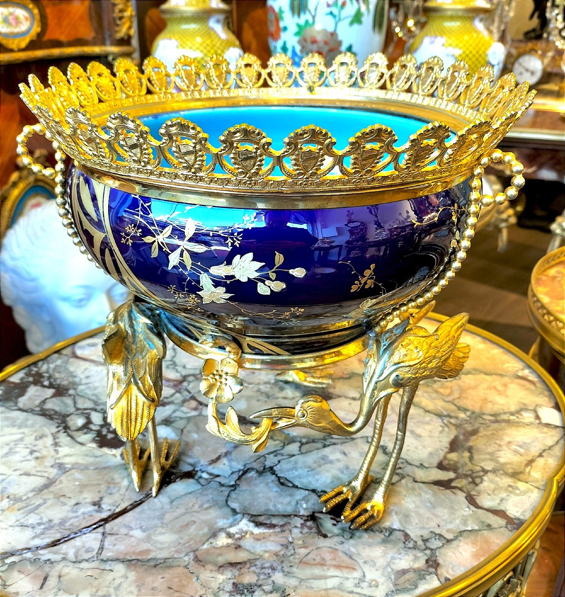 Art Nouveau Japanese Gilt Bronze-mounted Porcelain Bowl
