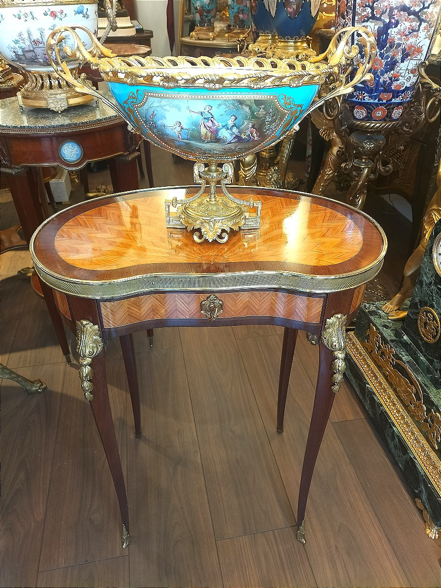 Marquetry And Ormolu Transition-style Pedestal Table-photo-2