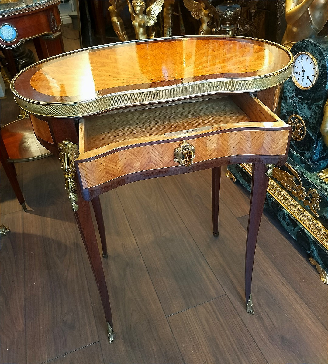 Marquetry And Ormolu Transition-style Pedestal Table-photo-4