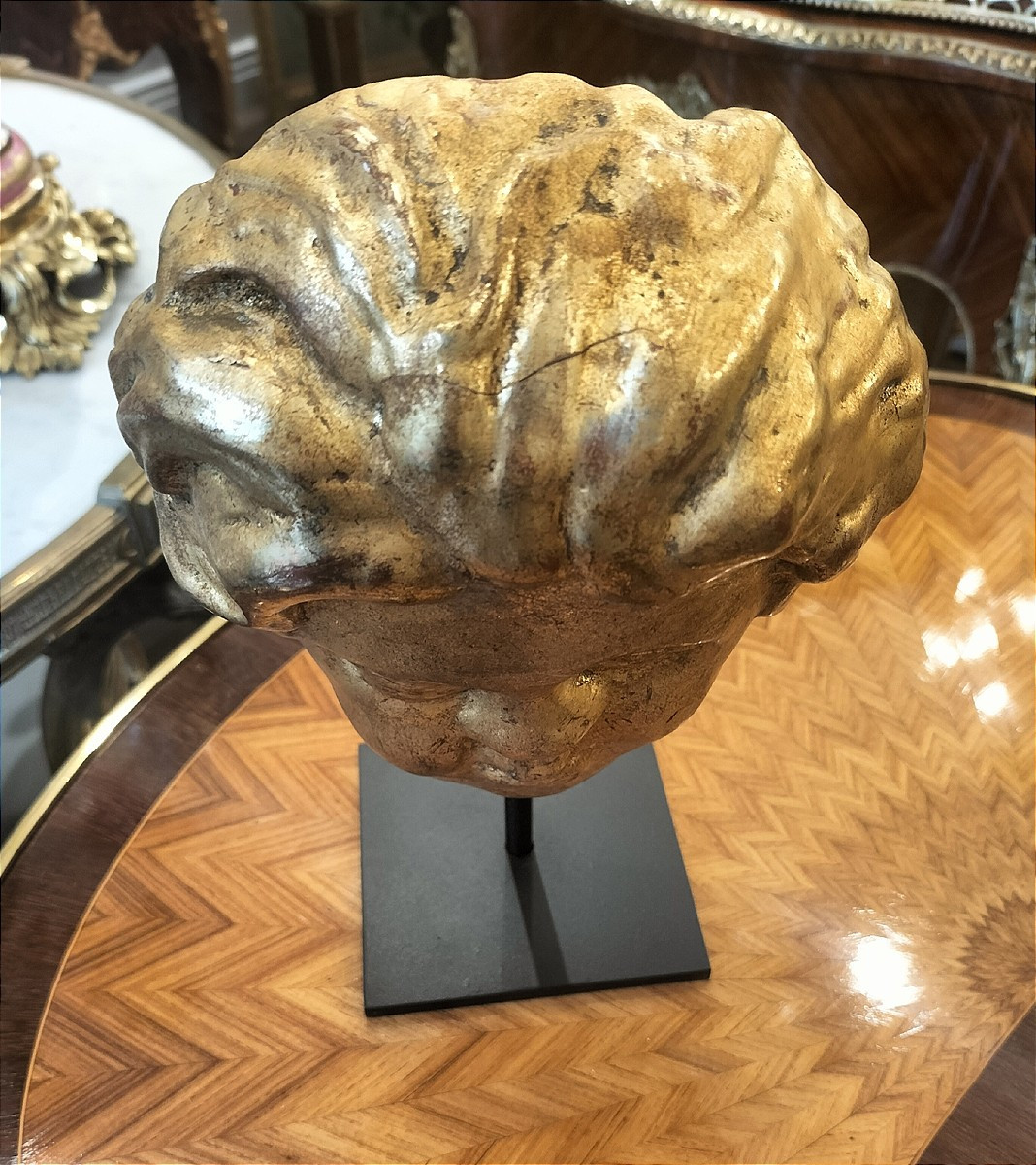 Baroque Gilded And Carved Wood Angel Head Italy 17th - 18th Century-photo-4