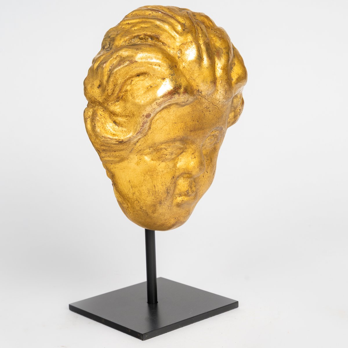 Baroque Gilded And Carved Wood Angel Head Italy 17th - 18th Century-photo-1