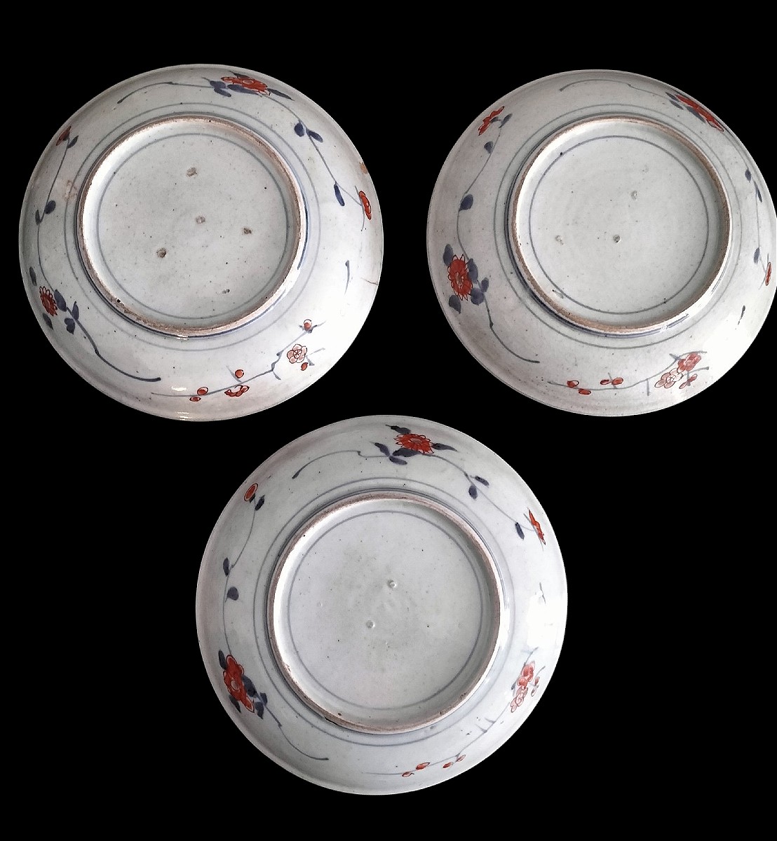 Suite de 3 assiettes en porcelaine Imari Japon Époque Edo  -photo-2