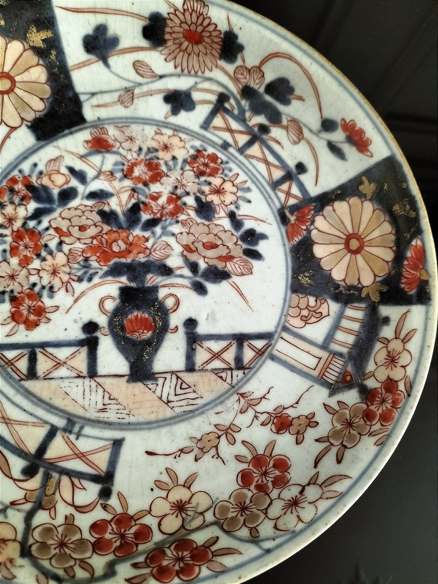 Suite de 3 assiettes en porcelaine Imari Japon Époque Edo  -photo-4