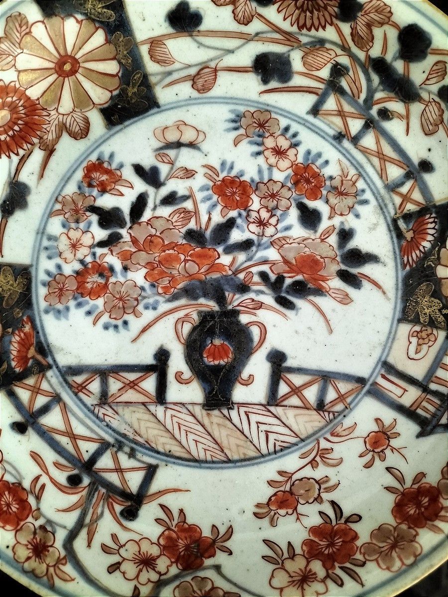 Suite de 3 assiettes en porcelaine Imari Japon Époque Edo  -photo-3