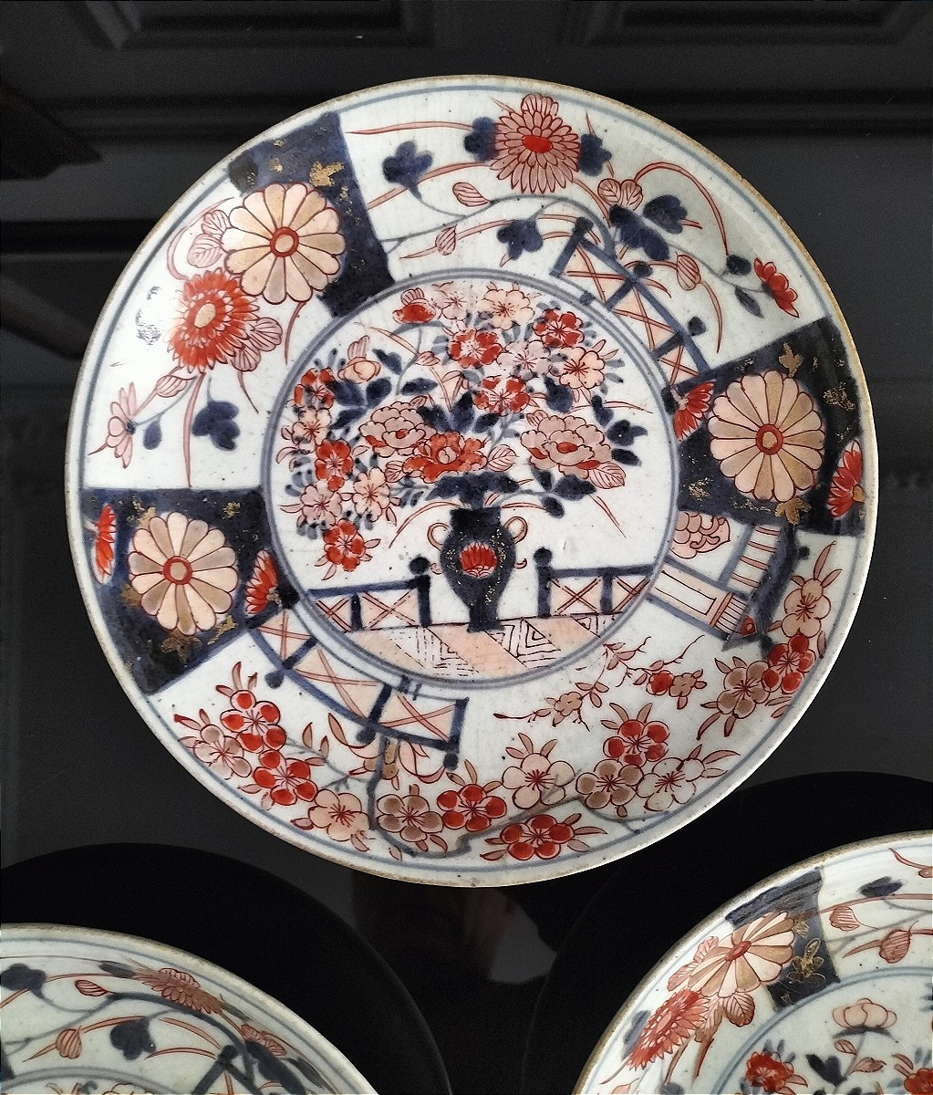 Suite de 3 assiettes en porcelaine Imari Japon Époque Edo  -photo-5