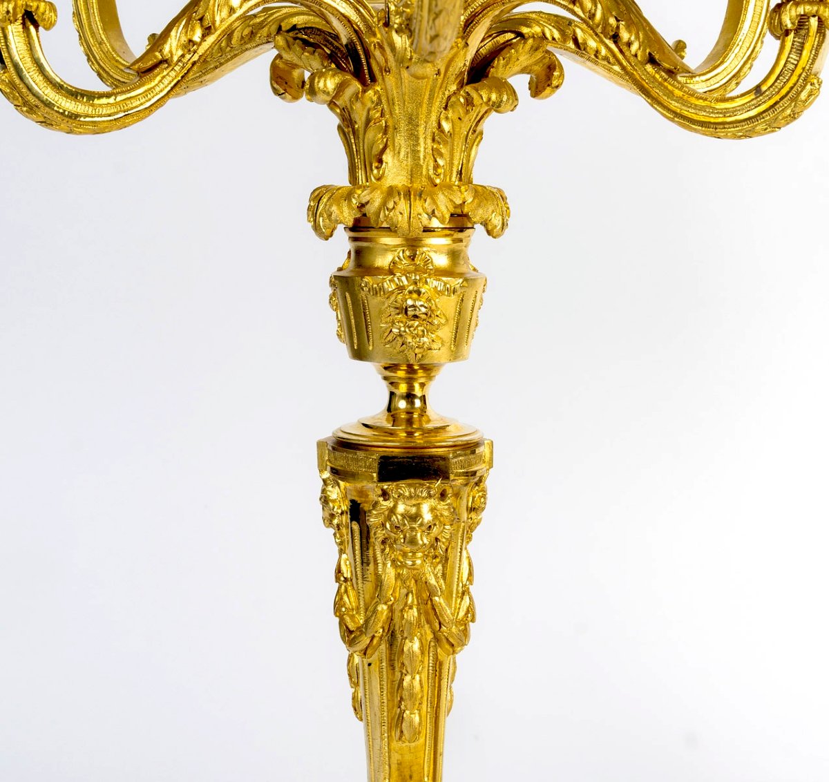Paire de candélabres en bronze doré style Louis XVI 19ème siècle -photo-4