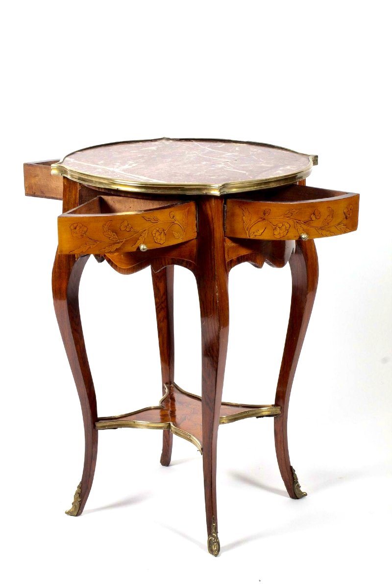 Transition Style Marquetry Coffee Table-photo-2