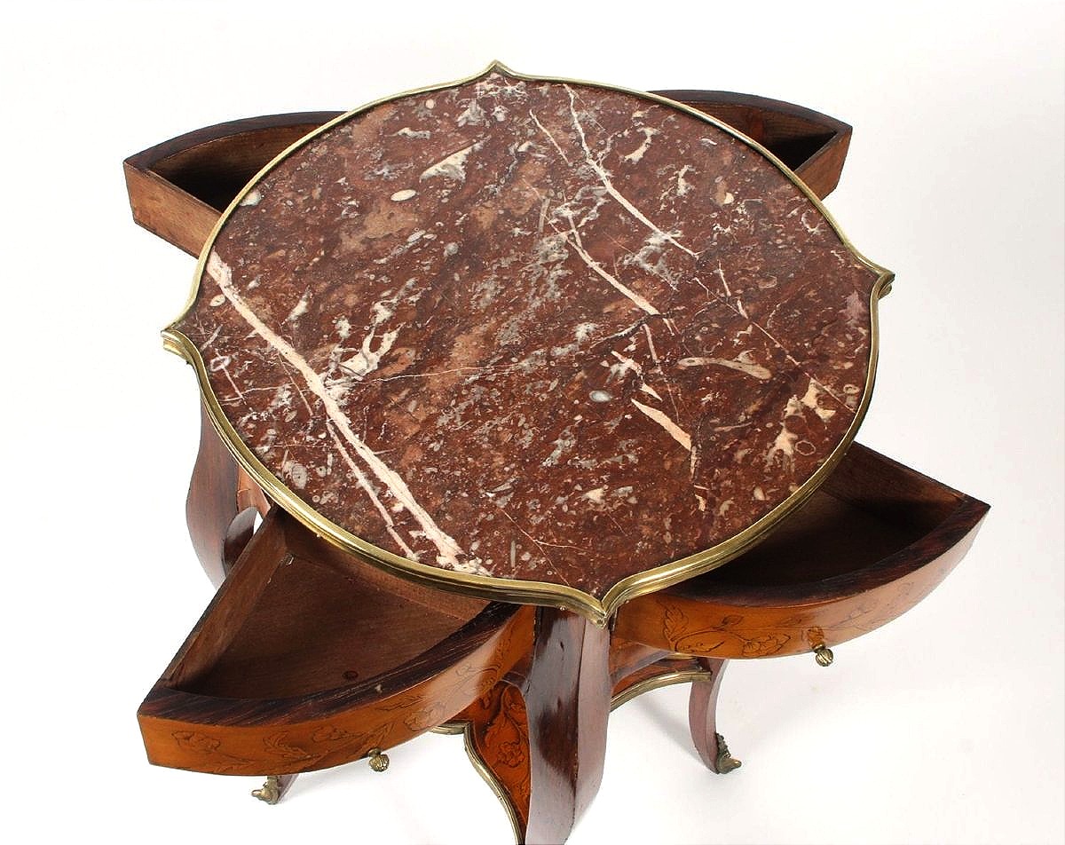 Transition Style Marquetry Coffee Table-photo-4