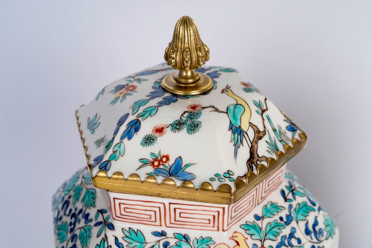 Pair Of Porcelain Vases By Samson, Gilt Bronze Mounting-photo-3