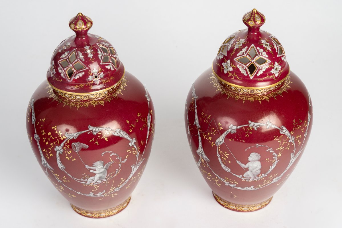 Paire de petits vases en porcelaine Époque Napoléon III -photo-1