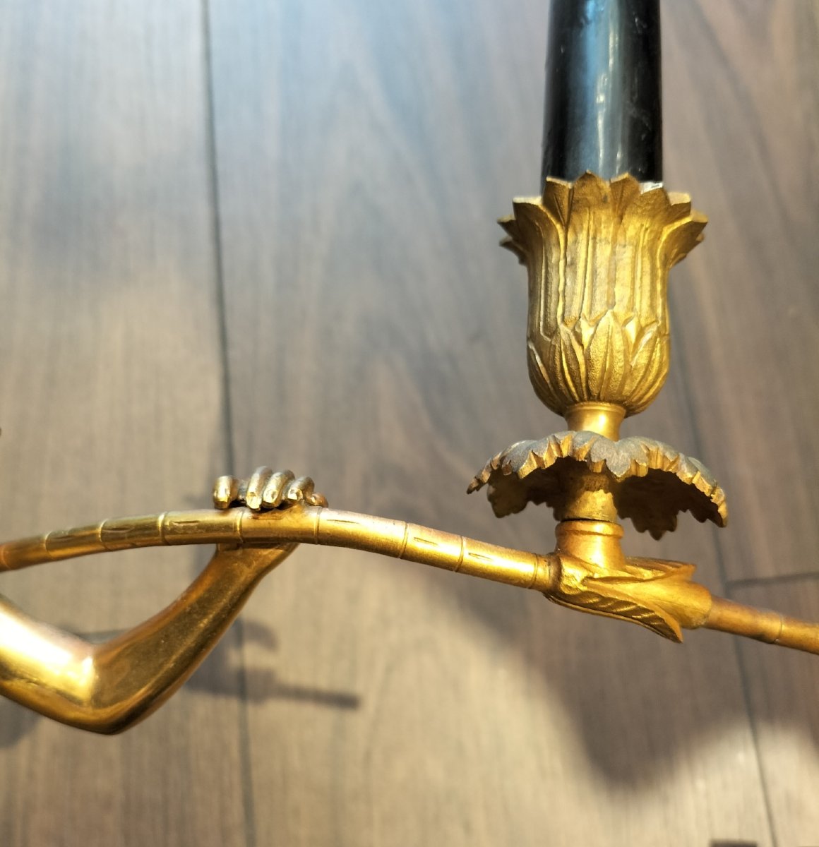 Suite de 3 appliques en bronze doré dit " aux chinois " circa 1940-photo-4