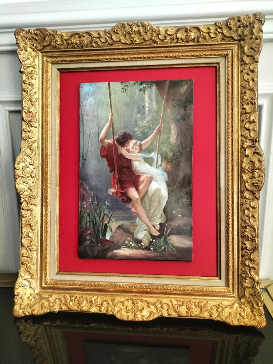 Plaque en porcelaine " le printemps " 19ème siècle -photo-4