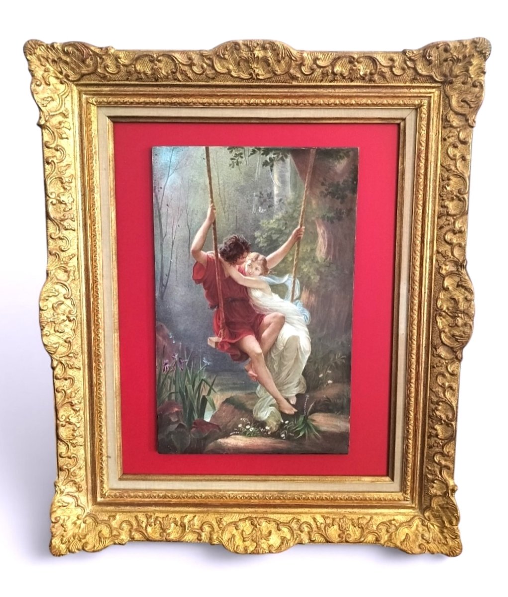 Plaque en porcelaine " le printemps " 19ème siècle 